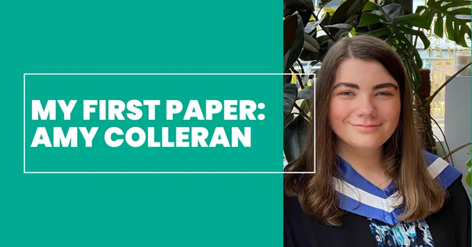 Blog title card: My First Paper: Amy Colleran