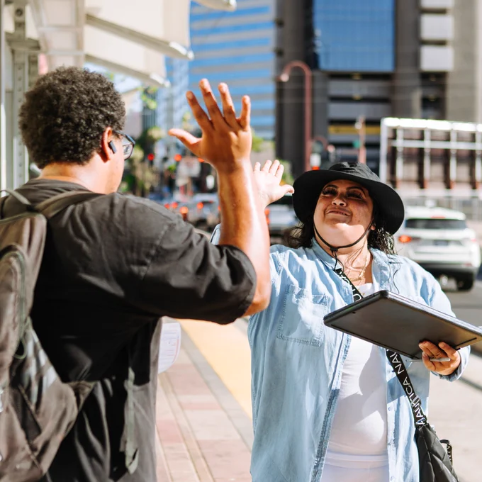 High-fiving voter