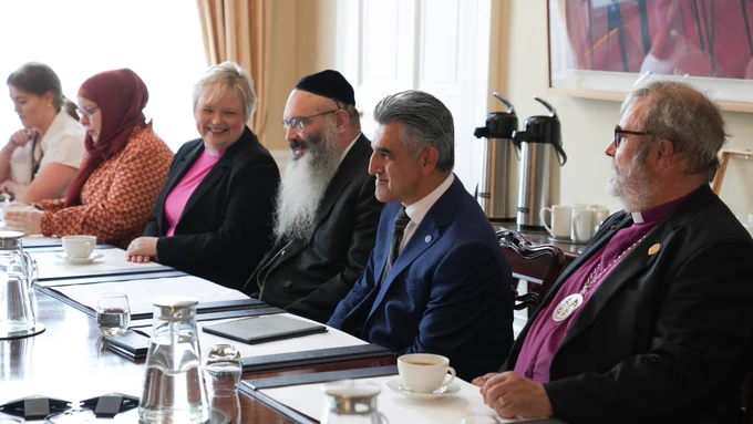 Faith and refugee community leaders meeting with First Minister John Swinney and Minister for Equalities Kaukab Stewart.