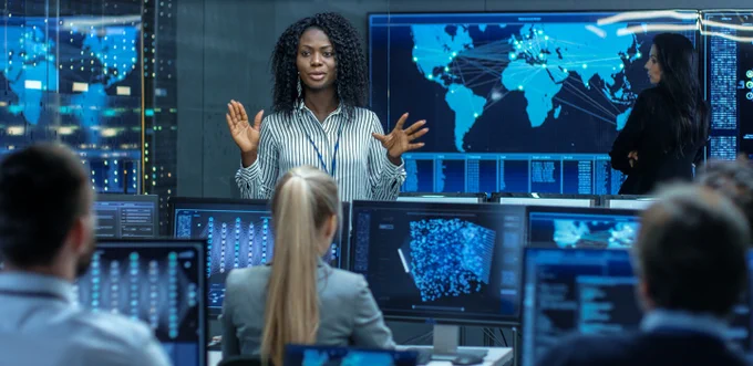 A chief engineer instructs teams on building a new AI venture.