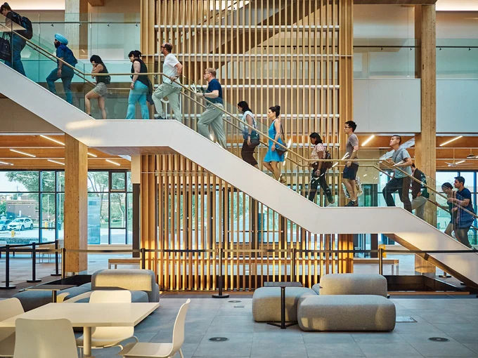 Moriyama Teshima architect architecture mass timber wood building tour design public event society learning construction Toronto Ontario Canada Teachers Federation Headquarters OSSTF Eglinton Avenue Don Valley Parkway Ravine nature sustainable sustainability