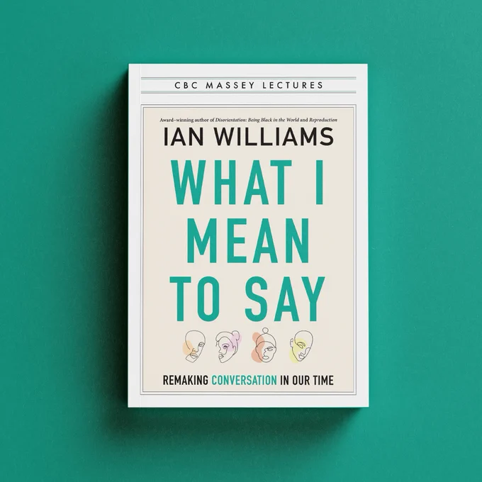 An image of the book What I Mean to Say on a teal background. 