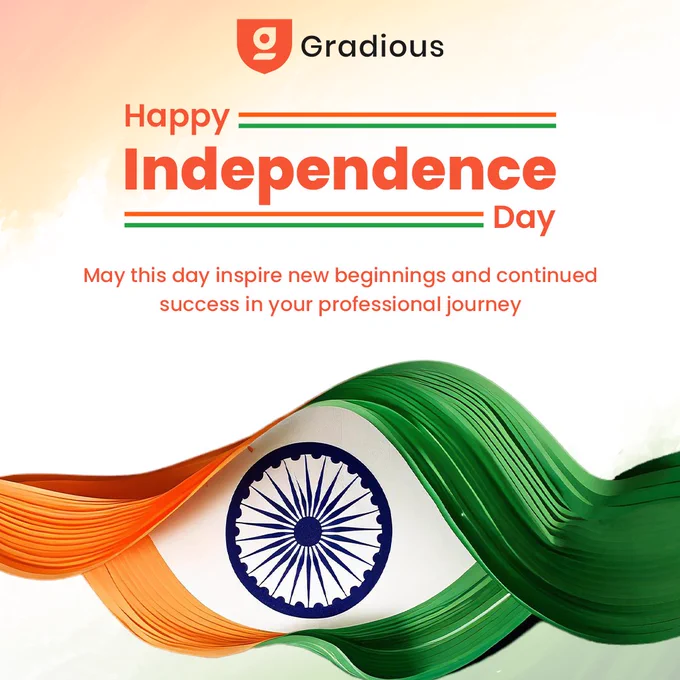 Indian Independence Day wish post from Gradious Technologies 