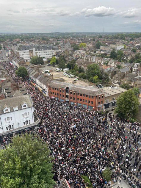 Huge crowds of anti racist protesters in Walthamstow