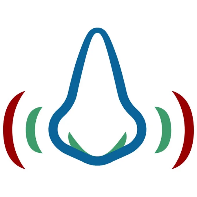 wikimedia smell logo including a nose, colours red green blue 