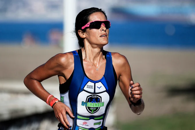 Woman running in athletics gear