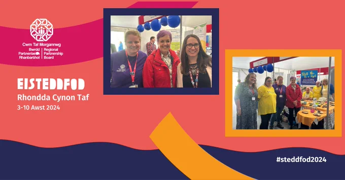 Ffrâm las:

Lowri Morgan, Rheolwr Rhaglen Dementia ar gyfer Bwrdd Partneriaeth Rhanbarthol CTM yn gwenu gyda Dawn Bowden AS, y Gweinidog Gofal Cymdeithasol, a Hannah Watson, Cydlynydd Pobl Hŷn, Cyngor RhCT

Ffrâm melyn:

Lowri Morgan, Rheolwr Rhaglen Dementia ar gyfer Bwrdd Partneriaeth Rhanbarthol CTM yn gwenu gyda Dawn Bowden AS, y Gweinidog Gofal Cymdeithasol ac aelodau o RCT Fi o hyd