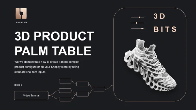 Learn how to create parametric 3D customizable product of a table with gaussian splatting plant and special user interface inputs such as sliders via custom liquid line items for Shopify by using 3D Bits app