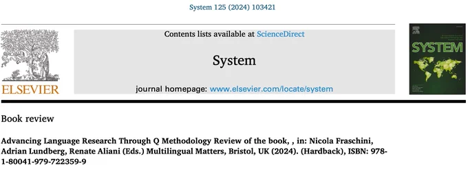 reference to the book review in System (academic journal) https://doi.org/10.1016/j.system.2024.103421