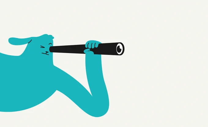 Belka Dog with telescope.
