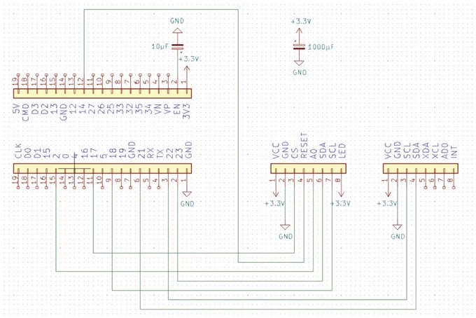The circuit diagram for the test setup for our digital spirit level.