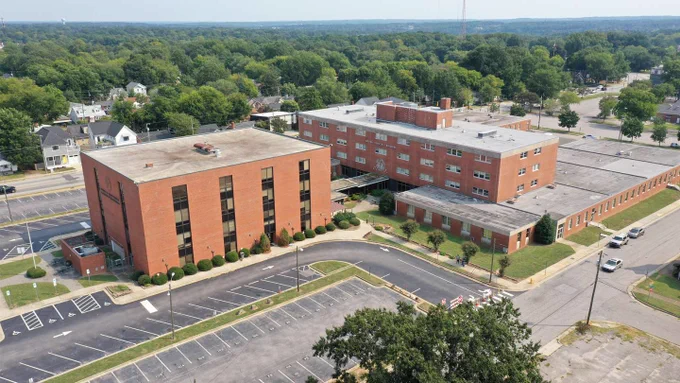 An aerial view of the former DMV site on New Bern Avenue 