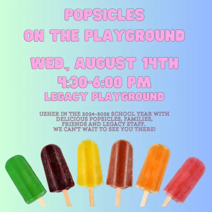 popsicles on the playground is on wednesday, august 14th from 4:30-6:00pm