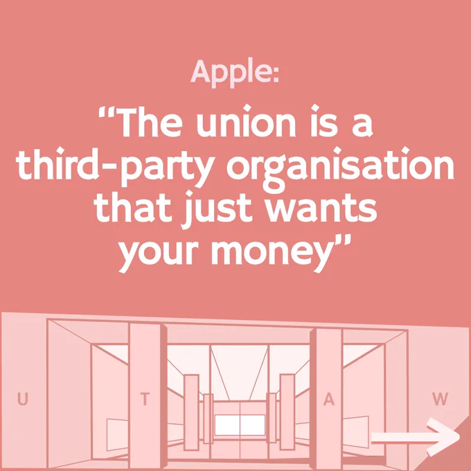 Apple: "The union is a third-party organisation that just wants your money"