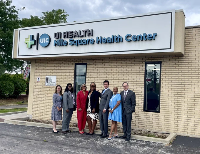 Group standing in front of the South Shore clinic