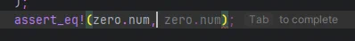 an incomplete call to rust's assert_eq! macro. the JetBrains AI is suggesting to pass the same expression twice.