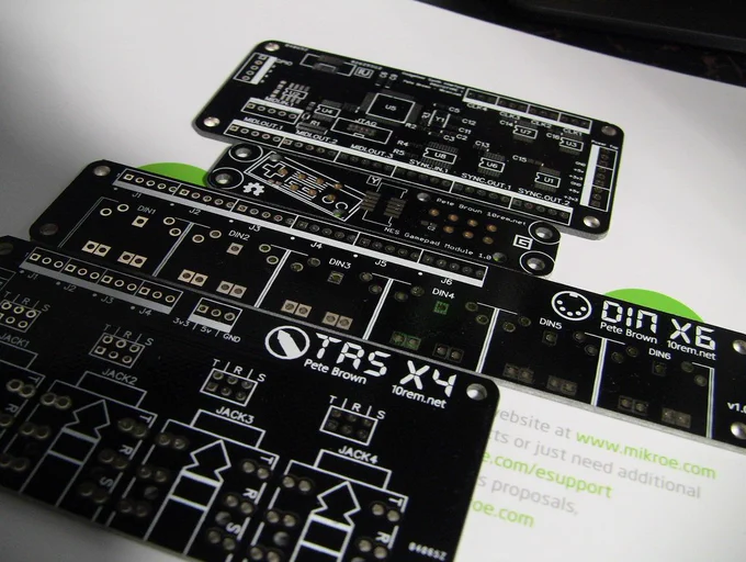 DIN, TRS, Nintendo Game Pad, and general synth interface module PCBs