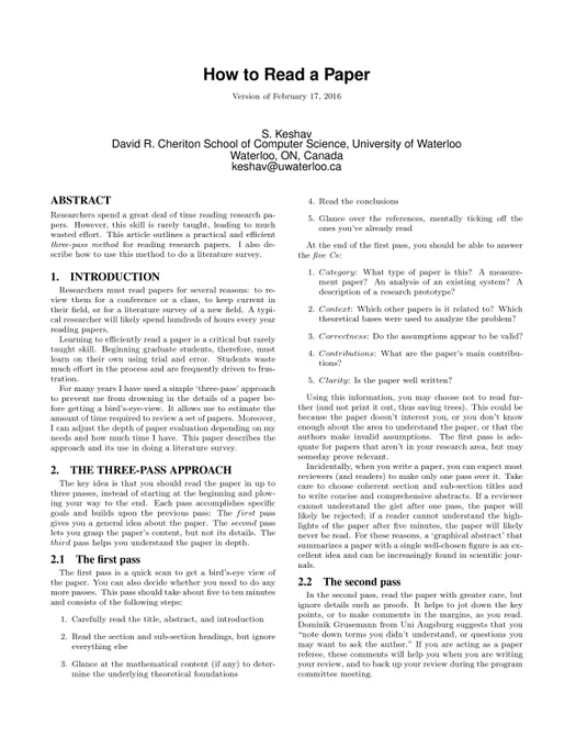 How to read a scientific paper1