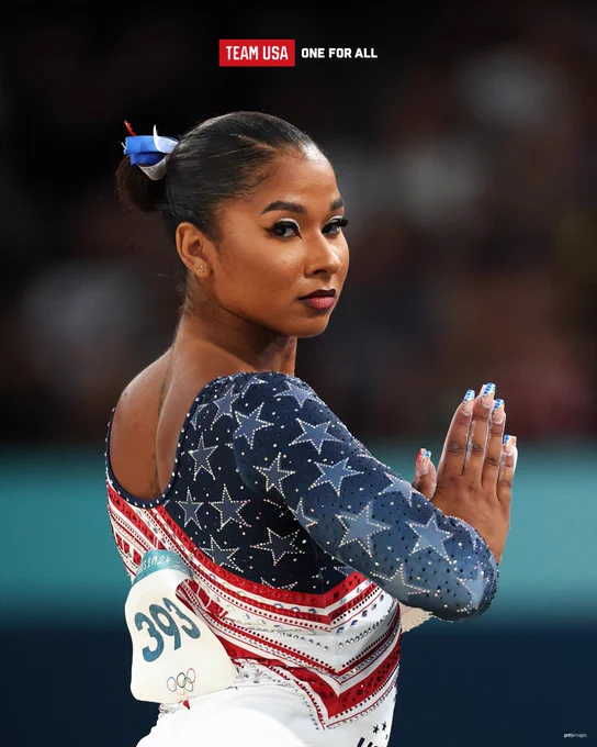 Image of gymnast Jordan Chiles competing at the Paris Olympics