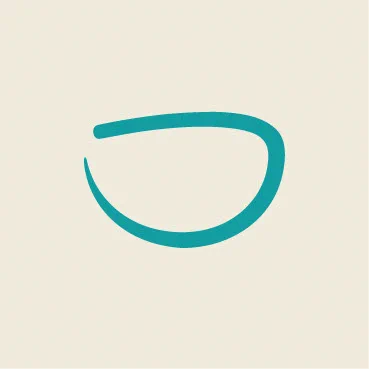 A teal brushstroke against a beige background indicating a bowl.