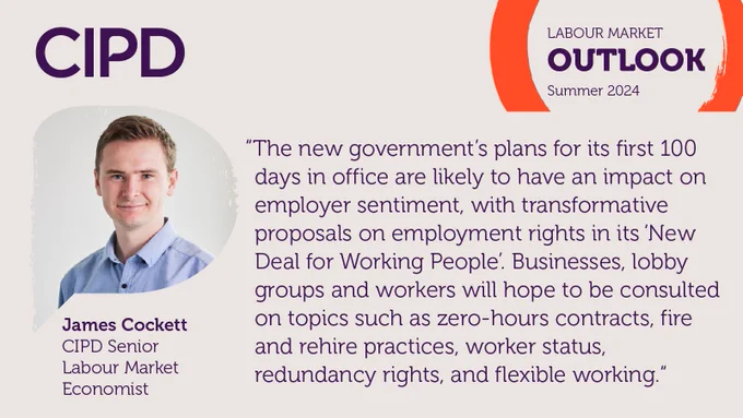 labour market outlook banner with quote from james cockett speaking about various findings