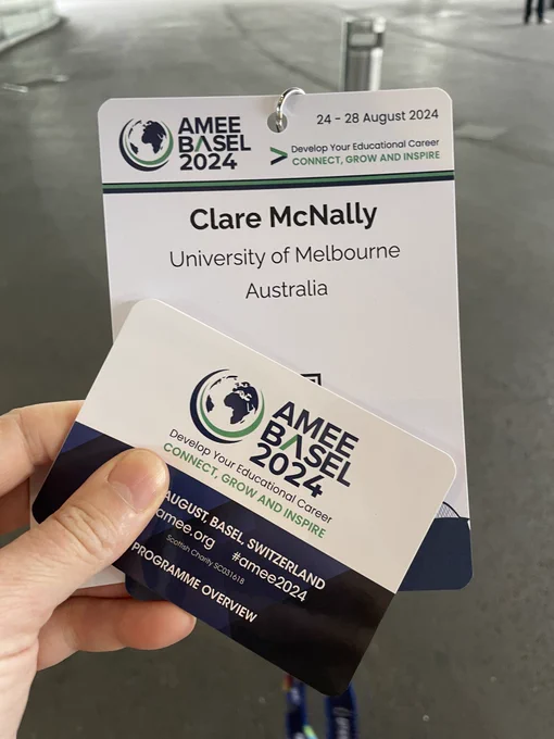 Clare’s name badge@for AMEE