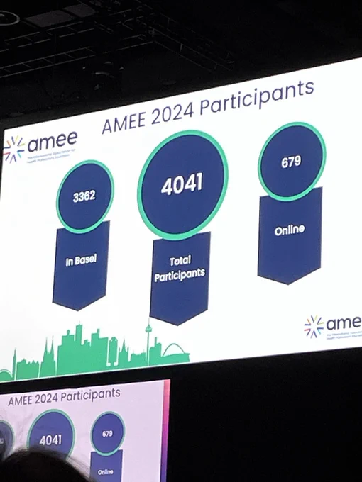 A presentation slide showing more than 4000 people in attendance and online