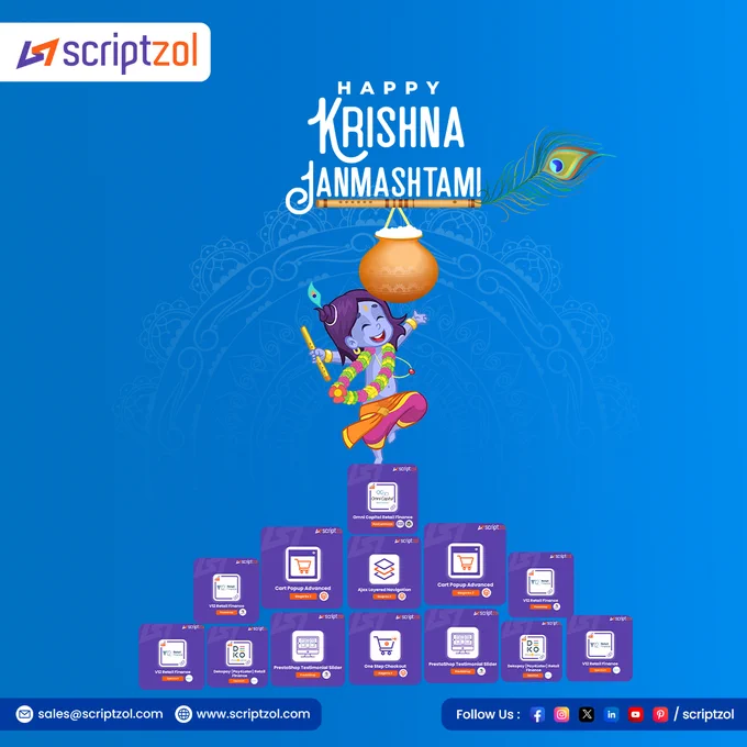 🎉✨ கிருஷ்ண ஜெயந்தி நல்வாழ்த்துகள்! ✨🎉

@Scriptzol குழுவின் சார்பாக, உங்கள் வாழ்வில் கிருஷ்ணரின் ஆசீர்வாதம் மற்றும் மகிழ்ச்சி நிலைத்திருக்க வாழ்த்துகிறோம்! 🙏💫 

#Scriptzol #Letsconnect #KrishnaJayanti #HappyKrishnaJayanti2024 #KrishnaBlessings #FestiveVibes #JoyfulCelebration #DivineBlessings #KrishnaJayanti2024 #SpiritualCelebration #FestivalJoy #BlessedMoments