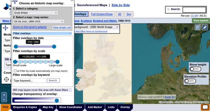 screenshot of Georeferenced maps viewer from National Library of Scotland