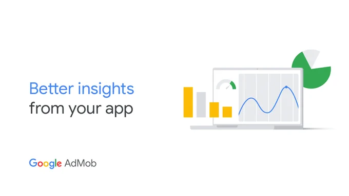 Illustration of a Google Chromebook with graphs on the screen. To the left of this text reads, "Better insights from your app"