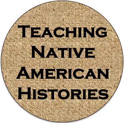 Over a rattan- inspired background, black text reads "Teaching Native American Histories."