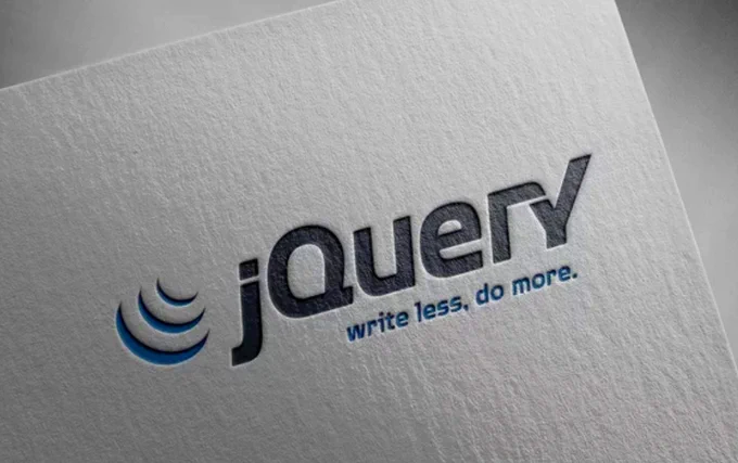 a sheet of thick white stock paper with the jQuery logo on it, using the caption: "write less, do more."
