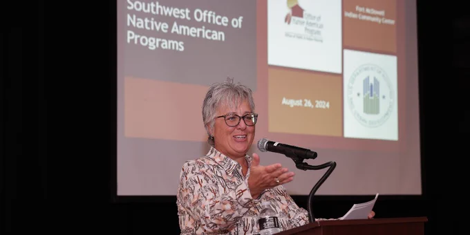SWONAP Administrator Corrina Stiles providing welcoming remarks