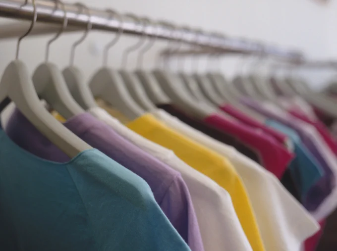 Clothes hanging on a rail