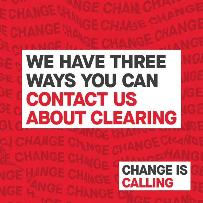 Text reads "We have three ways you can contact us about Clearing"