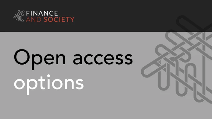 Finance and Society logo on a grey background with the text 'Open access options'