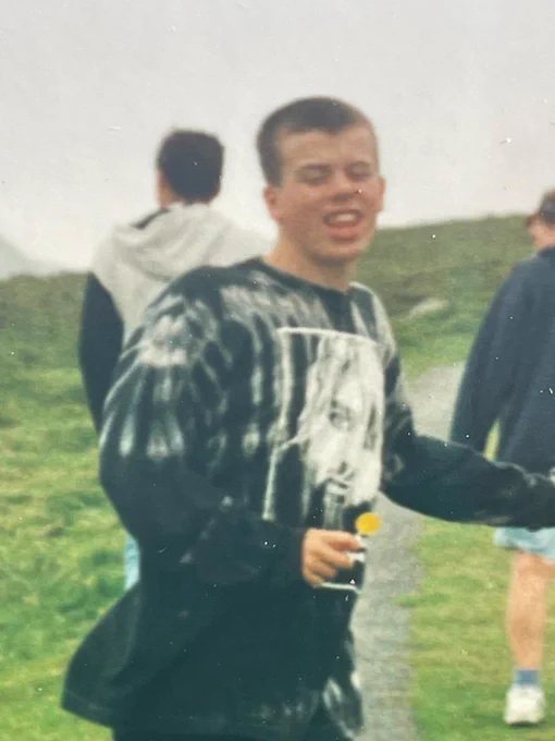Lorcan Dunne wearing the nirvana top that influenced Dave Grohl to create The Foo Fighters