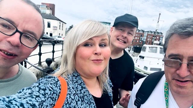 A group selfie of some of the Seaton House gang and one of their support workers.