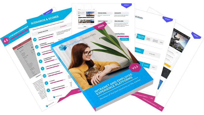 The latest edition of our intranet and EXP report assesses every category of intranet — including stand-alone intranet software, ‘in-a-box’ products for SharePoint, employee communication platforms, and the new breed of employee experience platforms that offer desktop and mobile apps. Download the full report now to see our robust reviews of 20 leading intranet systems, along with 15 product overviews to help kickstart your shortlist.