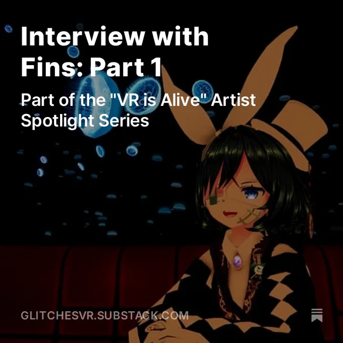 This is an article preview image featuring social VR world creator Fins sitting on the couch in a room in front of multiple jellyfish.
