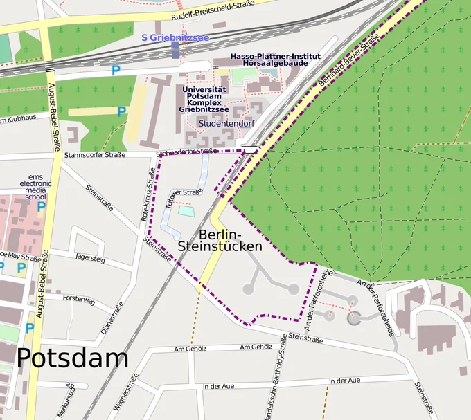 Karte von Steinstücken (Screenshot von OpenStreetmap) 