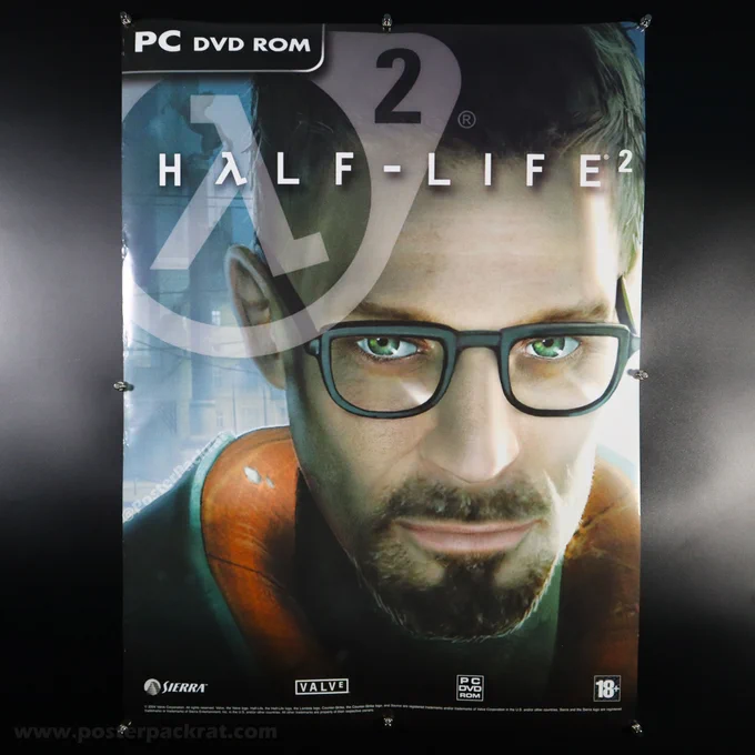 Half Life 2 (2004), EU Video Game Poster, Side A.

ハーフライフ 2 (2004)、EU ビデオ ゲーム ポスター、A面。