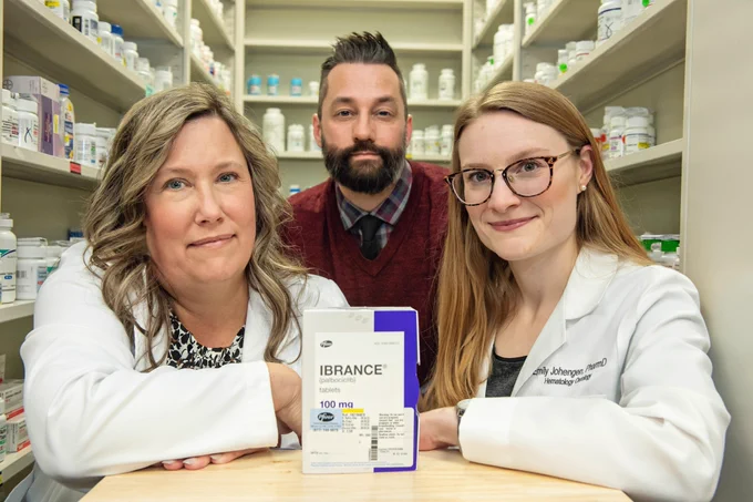 YesRx partners at Trinity Pharmacy Reichert Center in Ypsilanti with donated cancer drugs. Courtesy of YesRx