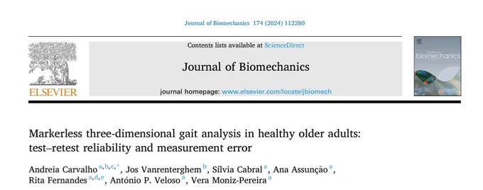 Andreia Carvalho, Sílvia Cabral, Ana Assunção, Rita Fernandes, António Veloso, and Vera Moniz-Pereira have published a study on gait analysis in older adults. The findings demonstrate that a markerless, multi-camera method provides reliable kinematic and kinetic data, offering promising insights for gait analysis in this population. Dive into the details here: https://www.sciencedirect.com/science/article/pii/S0021929024003580?via=ihub

#Biomechanics #GaitAnalysis #HealthyAging #Theia3D #markerless