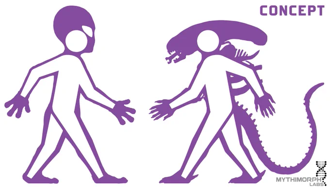 Xenomorph & traditional alien Metamorphic designs by Mythimorph Labs