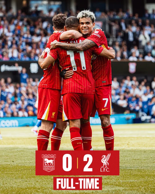 Full-time graphic for Ipswich Town vs Liverpool FC.

The final score is Ipswich Town 0-2 Liverpool FC.