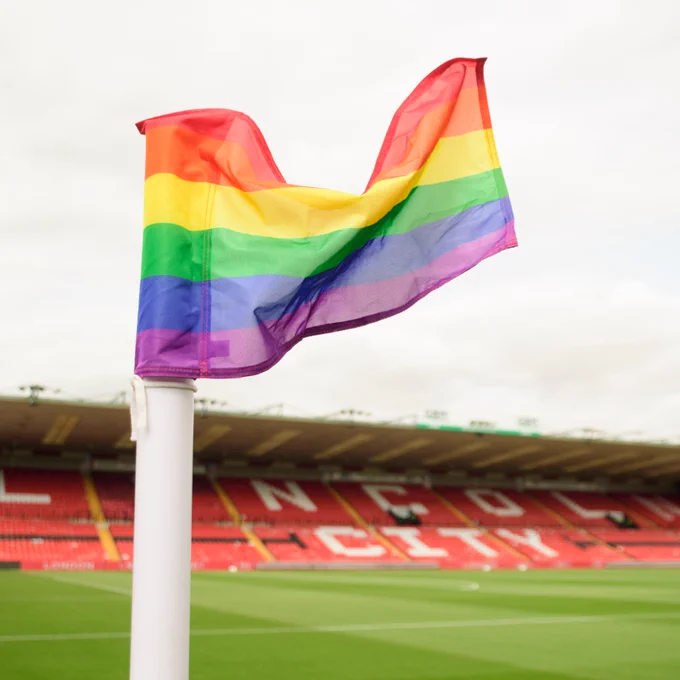 Pride flag at the LNER Stadium.