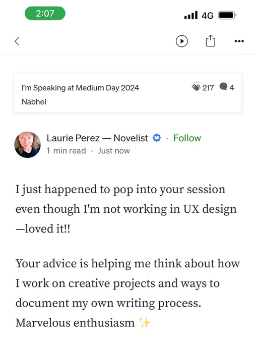 Review from nabhels talk on medium day.