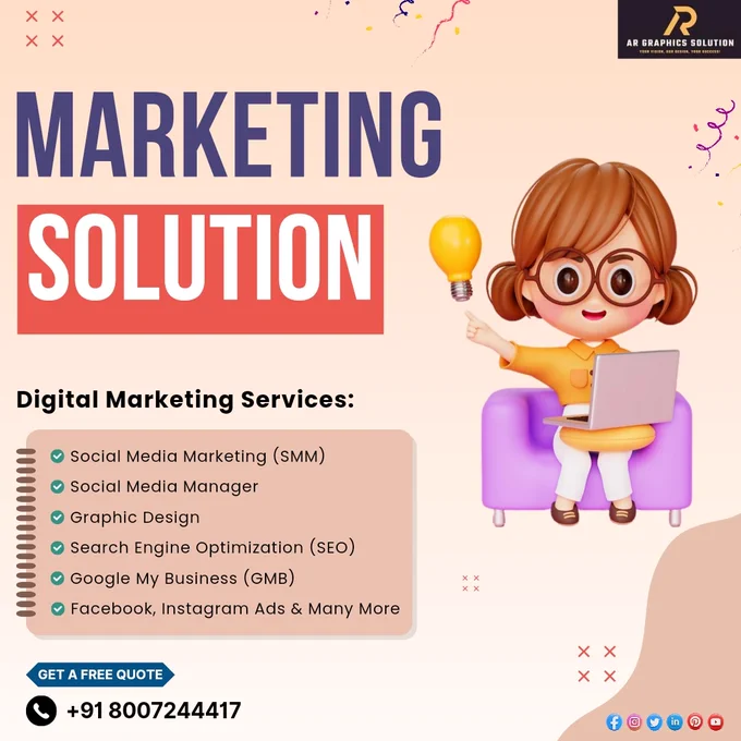 Social media marketing, Social Media manager, graphic design, SEO, Google my business (GMB), Google Ads, Facebook ads, Instagram Ads, YouTube Ads and many more.

Contact us today!
Call or Whatsapp: 8007244417
.
.
.
.
#argraphicssolution #argraphics #graphicdesign #graphicdesigner #postdesign #design #designer #printing #graphics #graphicscard #art #bhfyp #cardmaking #socialpostdesign #instapost #postoftheday #newbusiness #business #CreativeSolutions #graphicdesigerinthane #graphicdesignerinmumbai #artwork #designideas #socialmedia #socialmediamarketing #marketing #marketingdigital 