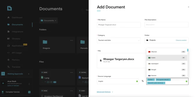 Upload and translate your documents with best AI Translation service